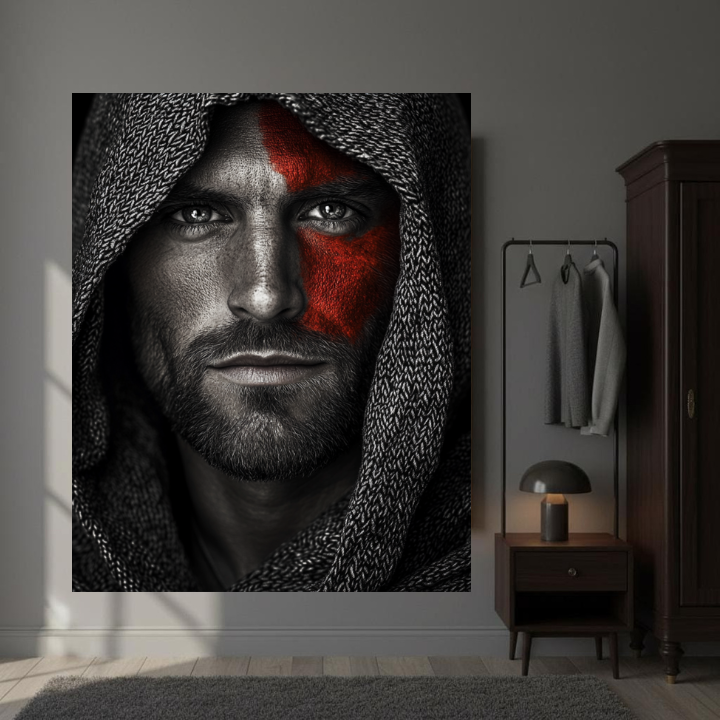 Detalhe de obra em canvas com moldura flutuante